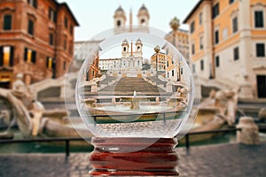 Spanish Steps Through a Glass Ball