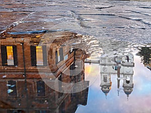 Spanish Steps at morning in pond reflection, Rome, Italy