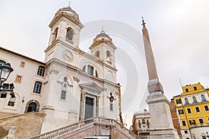 Spanish Steps at Piazza di Spagna and Trinita dei Monti church