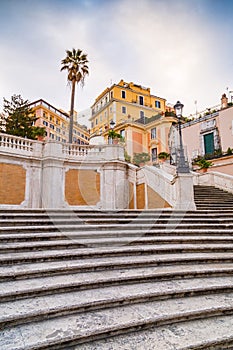 Spanish Steps at Piazza di Spagna and Trinita dei Monti church