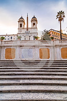 Spanish Steps at Piazza di Spagna and Trinita dei Monti church