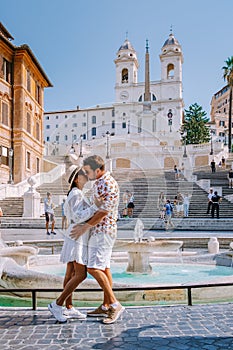 The Spanish Steps in Rome, Italy. The famous place is a great example of Roman Baroque Style