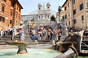 Spanish Steps and early baroque fountain, Rome