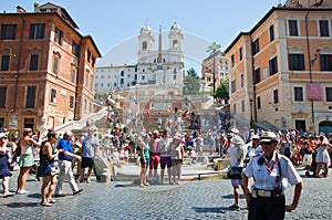 The Spanish Steps, seen from Piazza di Spagna on August 6, 2013 in Rome, Italy.