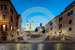 Spanish Steps on Spanish square in blue hour before morning