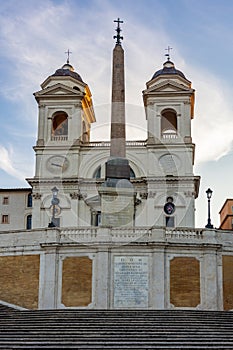 Spanish steps and Trinita dei Monti church in Rome, Italy