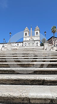 Spanish Steps at Trinita dei Monti in Rome without people during the damage caused by the coronavirus