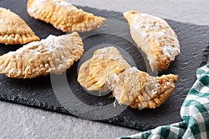 Spanish sweet stuffed pastry filled with angel hair