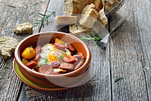 Spanish tapa with chorizo photo