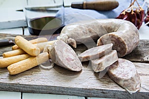 Spanish tapa of sausage photo