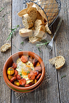 Spanish tapa with chorizo photo