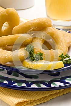 Spanish tapas. Fried squid rings.