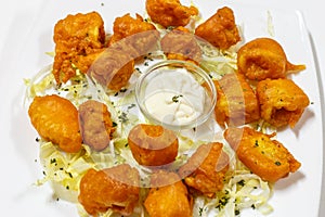 Spanish tapas. Fried squid rings