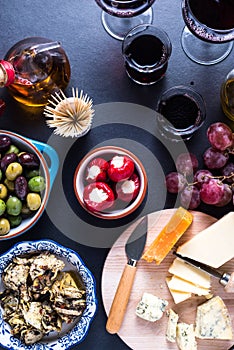 Spanish tapas and red wine