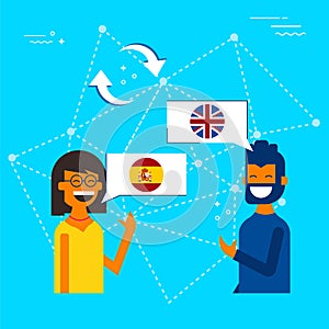 Spanish to English online chat translation concept