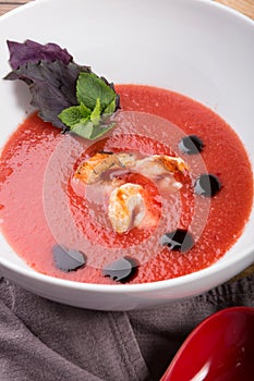 Spanish tomato gazpacho soup