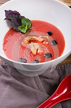 Spanish tomato gazpacho soup