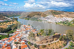 Spanish town Sanlucar de Guadiana viewed from Portuguese town Al