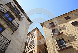 Spanish traditional old houses. Toledo city, Spain.