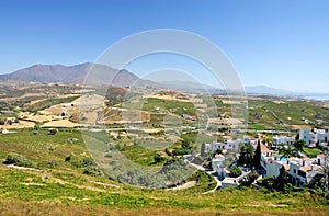 Spanish vineyards overlooking Duquesa Manilva through to Marbella and La Concha mountain photo