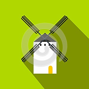 Spanish windmill icon, flat style