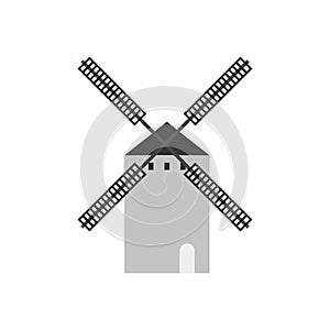 Spanish windmill icon, flat style