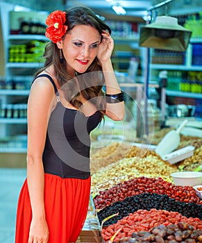 Spanish woman in the market photo