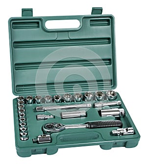 Spanner and bits kit in green toolbox