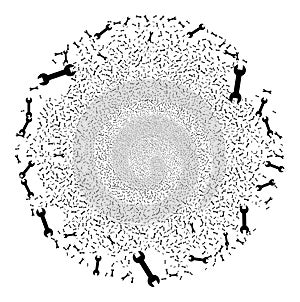 Spanner Icon Mosaic Burst Round Cluster