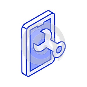 Spanner with mobile concept of mobile configuration vector, editable icon