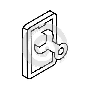 Spanner with mobile concept of mobile configuration vector, editable icon