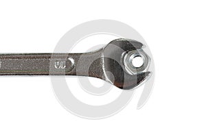 Spanner No. 10 with nut isolated on white background