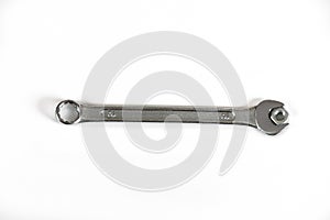 Spanner No. 10 with nut isolated on white background