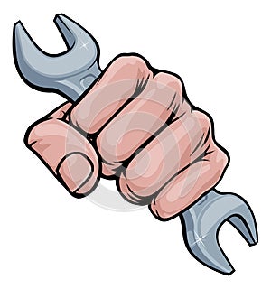 Spanner Wrench Fist Hand Comic Pop Art Cartoon