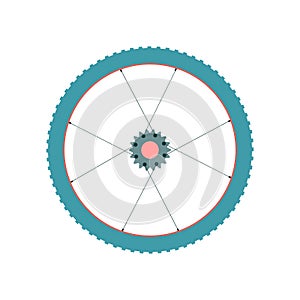 Spare bike wheel with chain ring icon