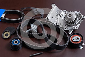 Kit of timing belt with rollers and pump