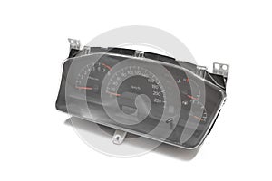Spare parts of car speedometer dashboard on white background, Isolated