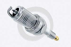 Spare parts spark plugs on white background for car and motorcycle