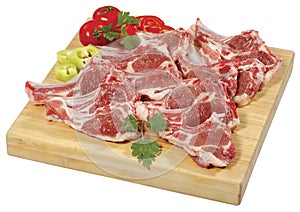 Spare Rib Roast/Spare Rib Joint/Blade Shoulder/Shoulder were thinly sliced and placed on wooden cutting board