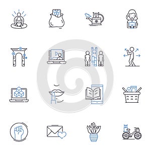 Spare time line icons collection. Relaxation, Recreation, Hobbies, Leisure, Entertainment, Amusement, Free time vector