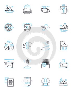 Spare time linear icons set. Relaxing, Hobbies, Leisure, Entertainment, Fun, Playful, Recreation line vector and concept