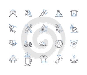 Spare time occupation line icons collection. Writing, Painting, Gardening, Hiking, Reading, Cooking, Knitting vector and