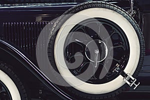 Spare wheel of the classic retro car