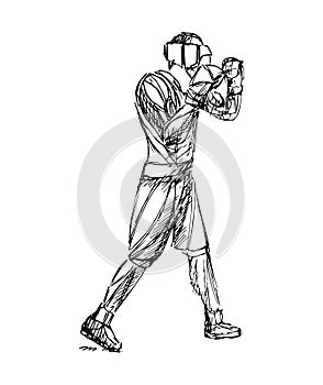 Sparing stylized boxer, boxing light, white, gray vector