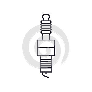 Spark plug concept icon, linear isolated illustration, thin line vector, web design sign, outline concept symbol with