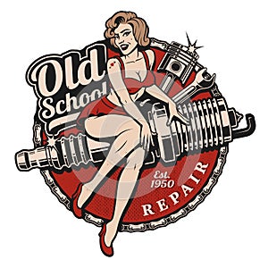 Spark Plug Pin Up Girl color version photo