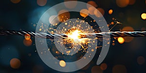 Spark between two simple wires, representing a sudden mental connection.