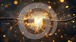 Spark between two simple wires, representing a sudden mental connection.