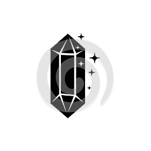 Sparkle Crystal, Gem Jewel, Precious Stone. Flat Vector Icon illustration. Simple black symbol on white background. Sparkle