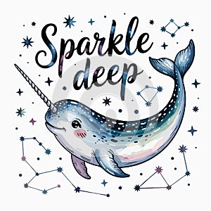 Sparkle Deep Narwhal Underwater stars constellations
